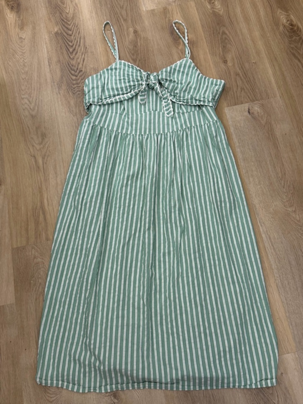Old Navy Green & White Striped Tie-Front Sundress